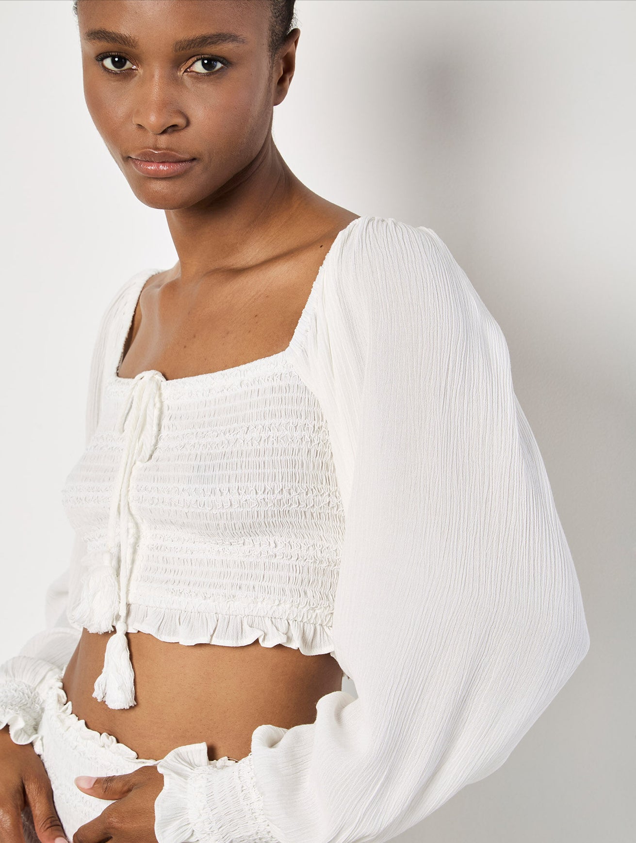 Apricot Smock Crop Top