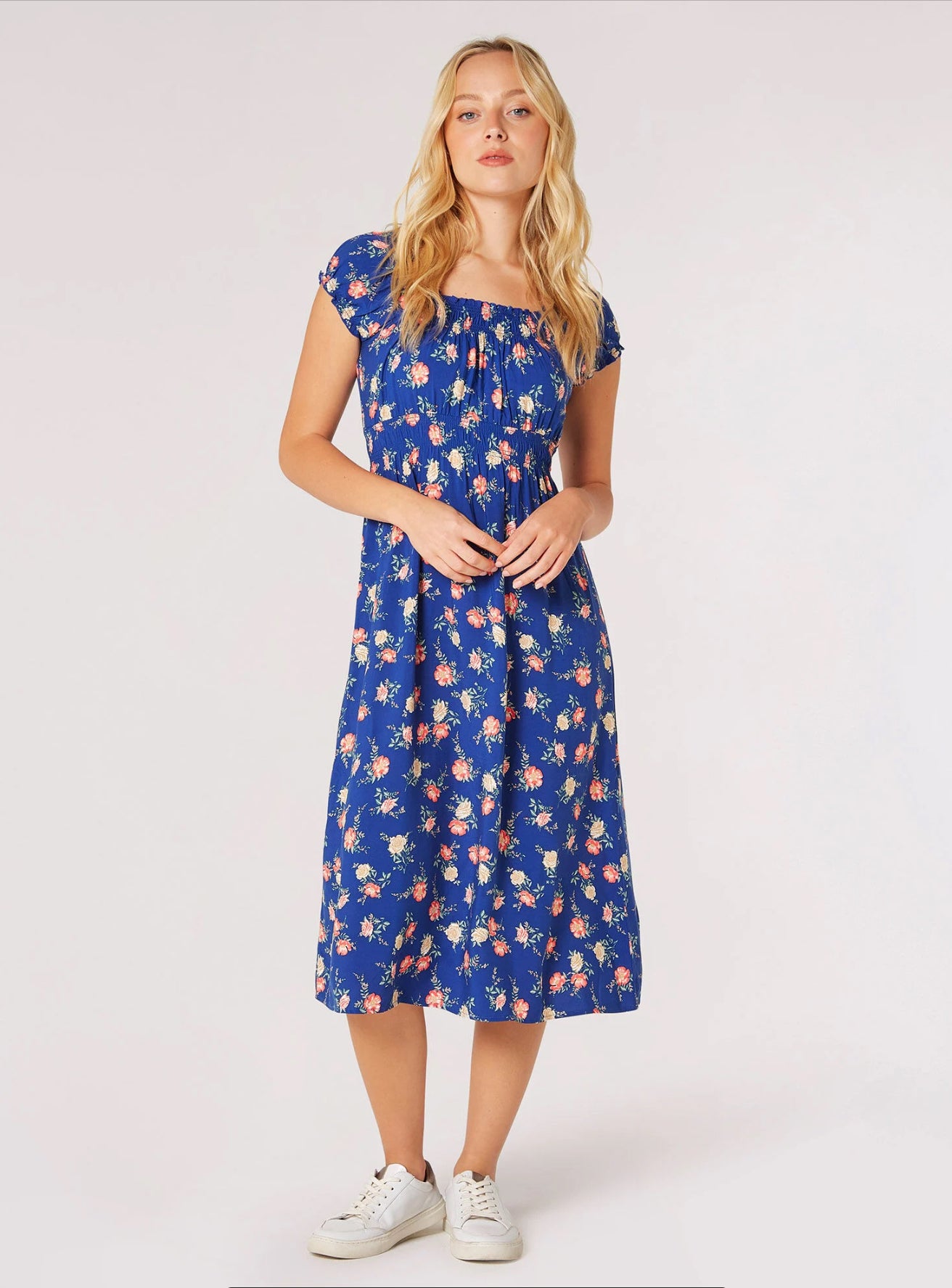 Apricot Vintage Rose Milkmaid Midi