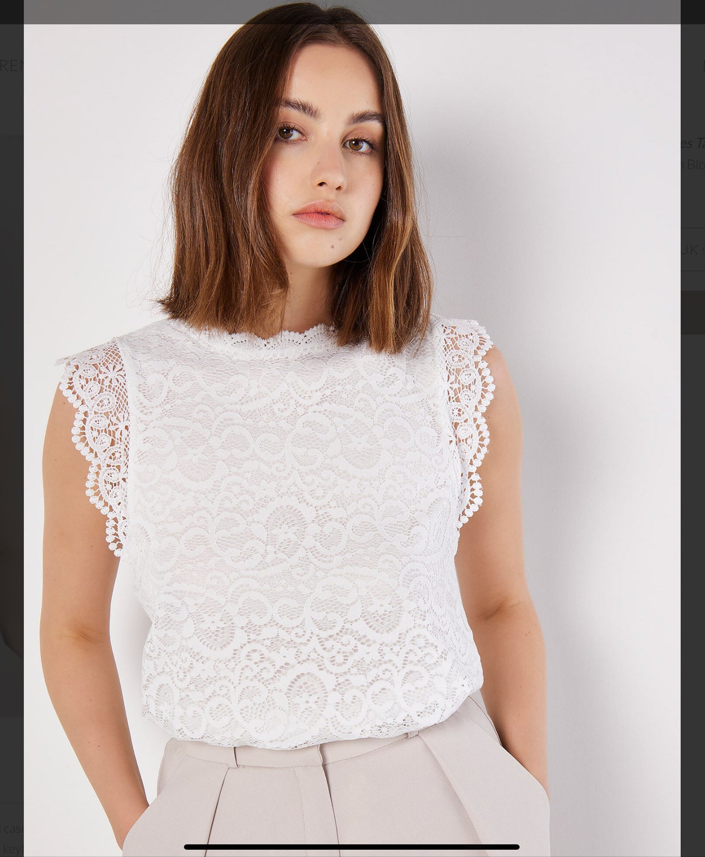 Apricot Scallop Lace Hem Blouse