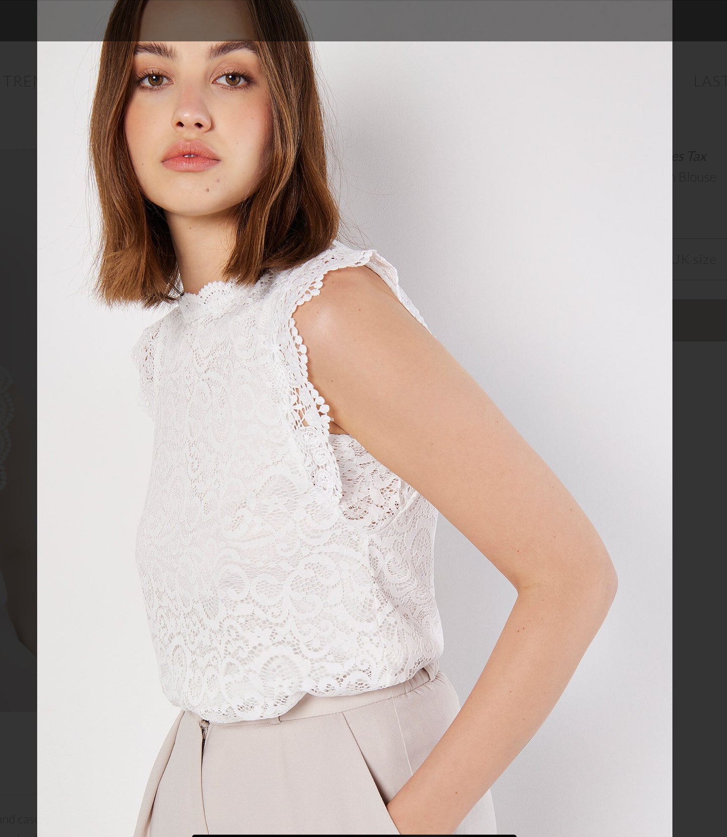 Apricot Scallop Lace Hem Blouse