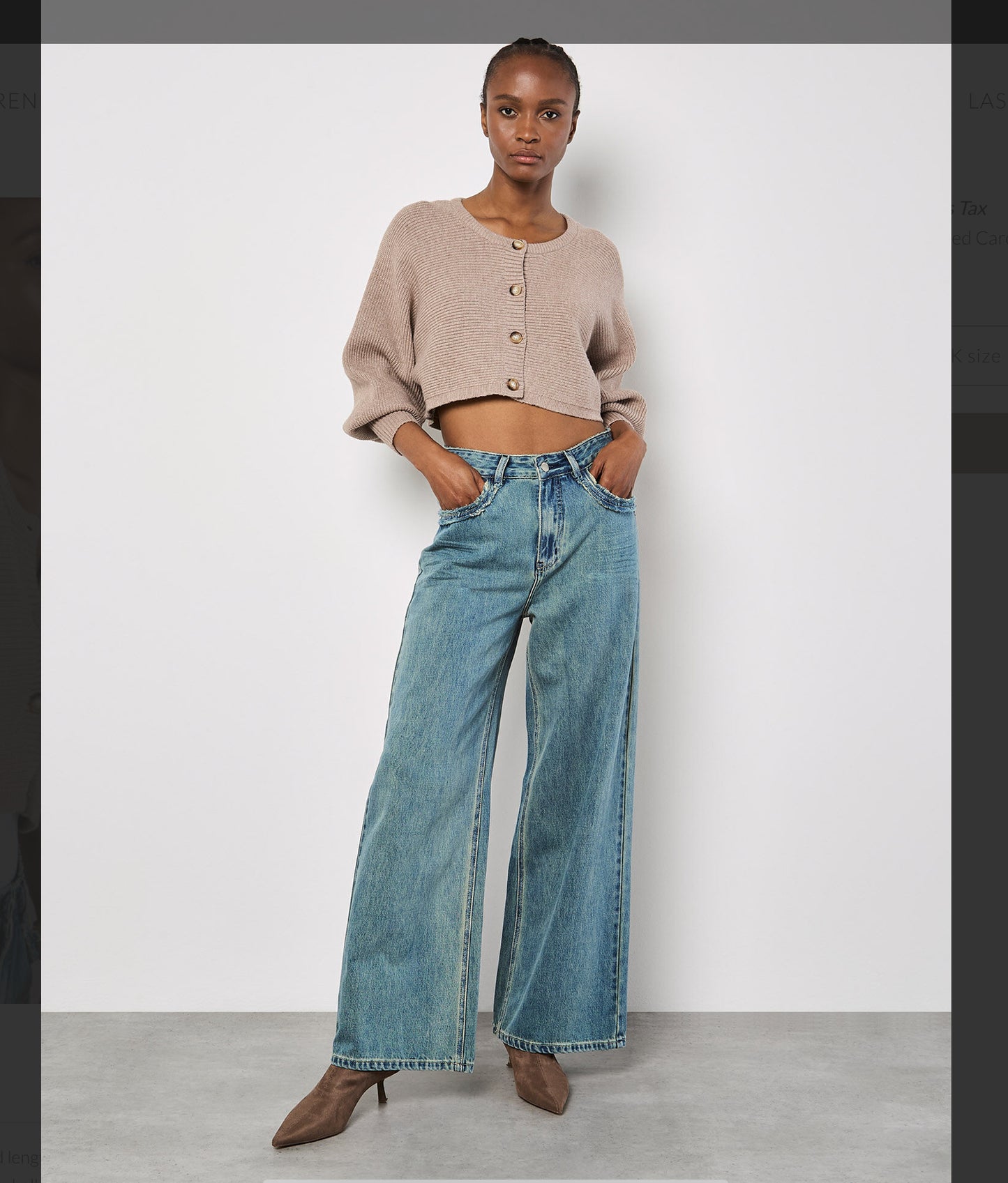 Apricot Ribbed Cropped Cardigan