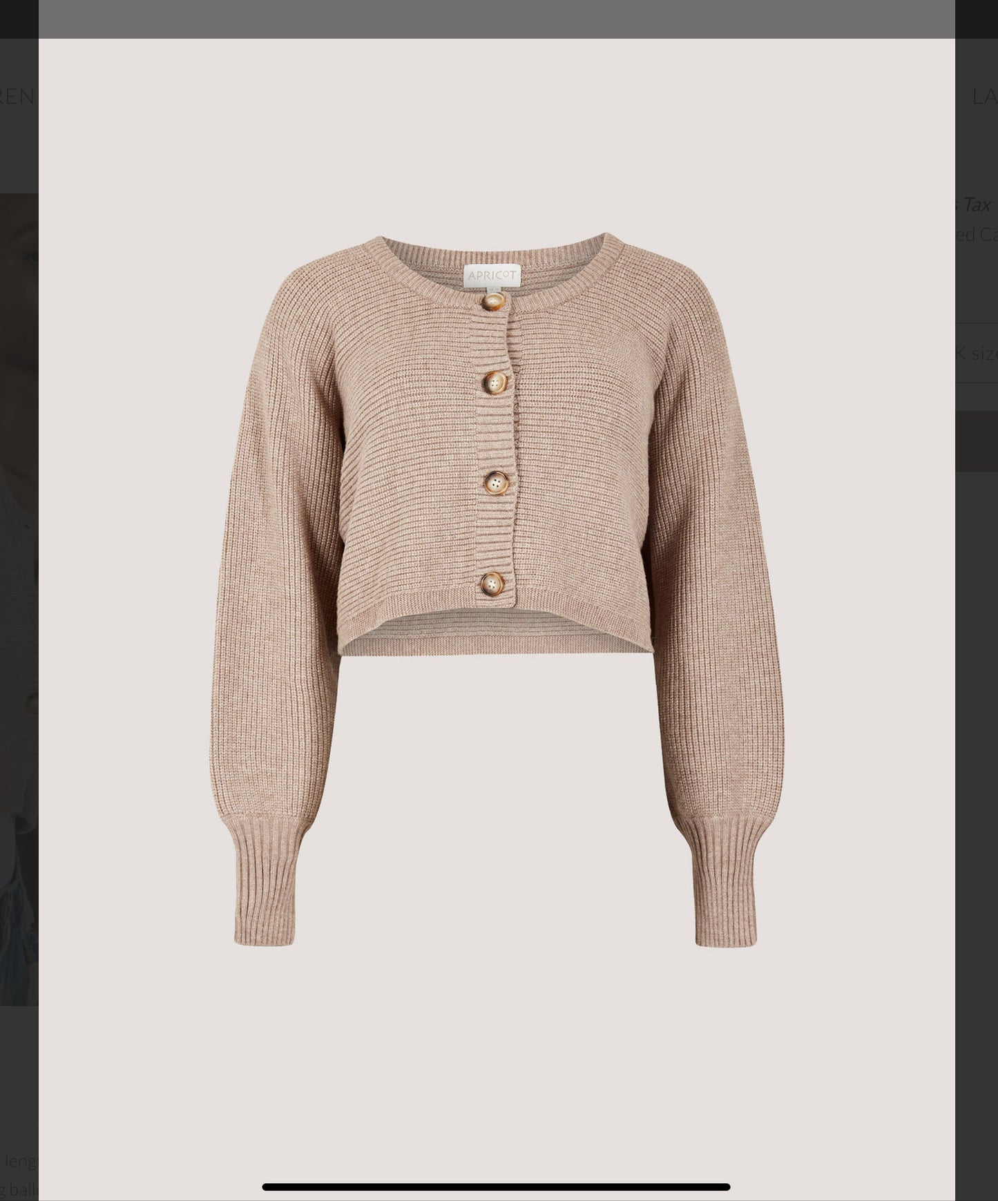 Apricot Ribbed Cropped Cardigan