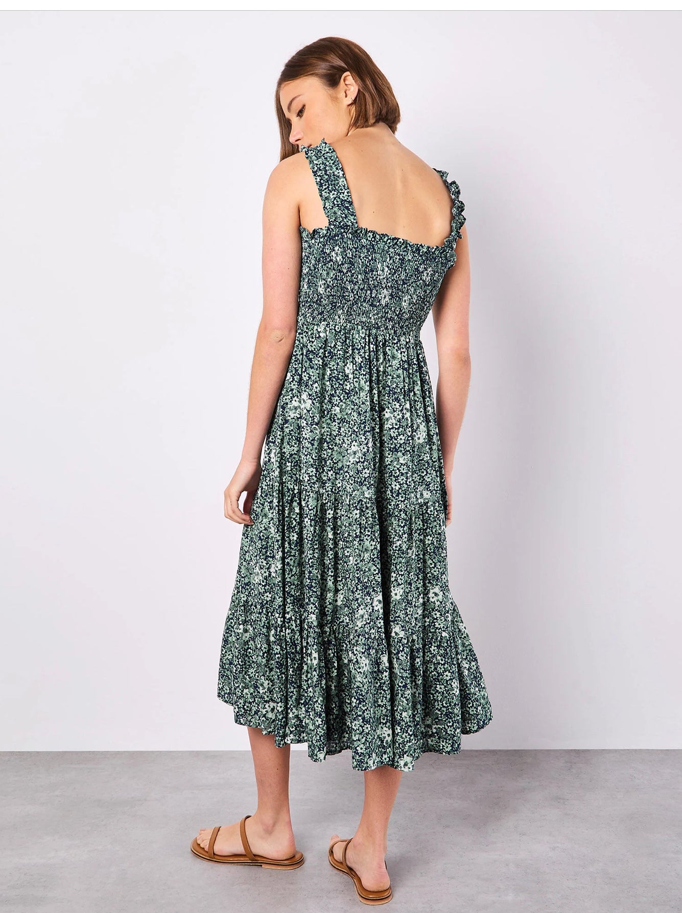 Apricot Ditsy Floral Midi Dress