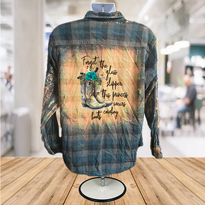 Glass Slippers & Cowboy Boots Bleached Button Down Shirts