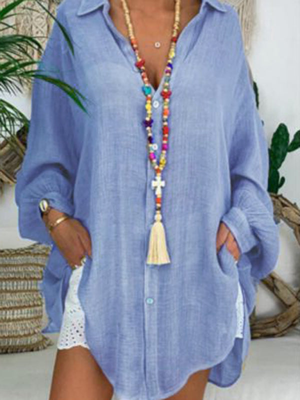 Cotton Linen Shirt - Plus Size
