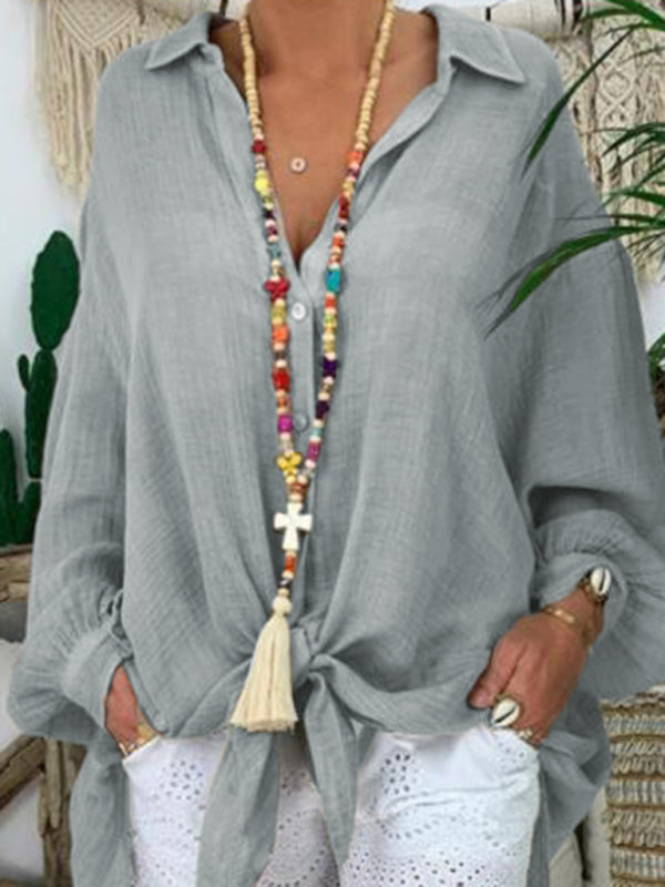 Cotton Linen Shirt - Plus Size