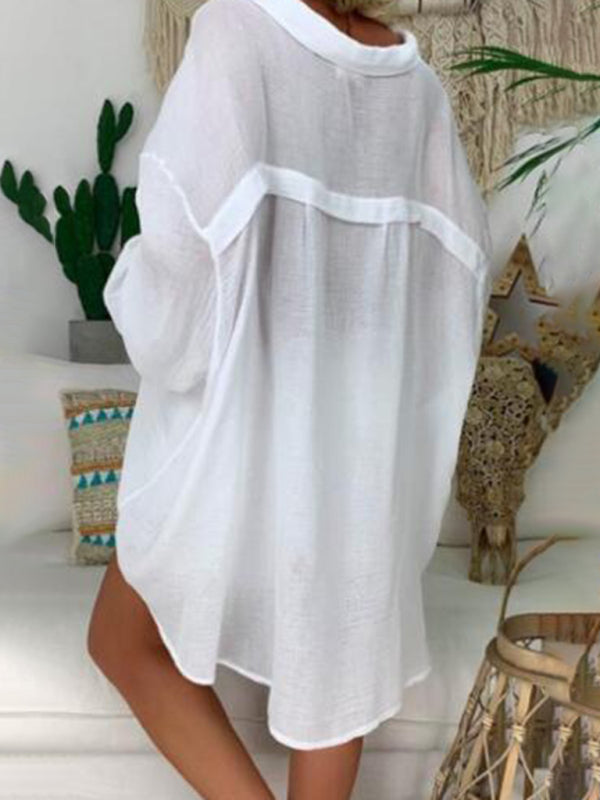 Cotton Linen Shirt - Plus Size