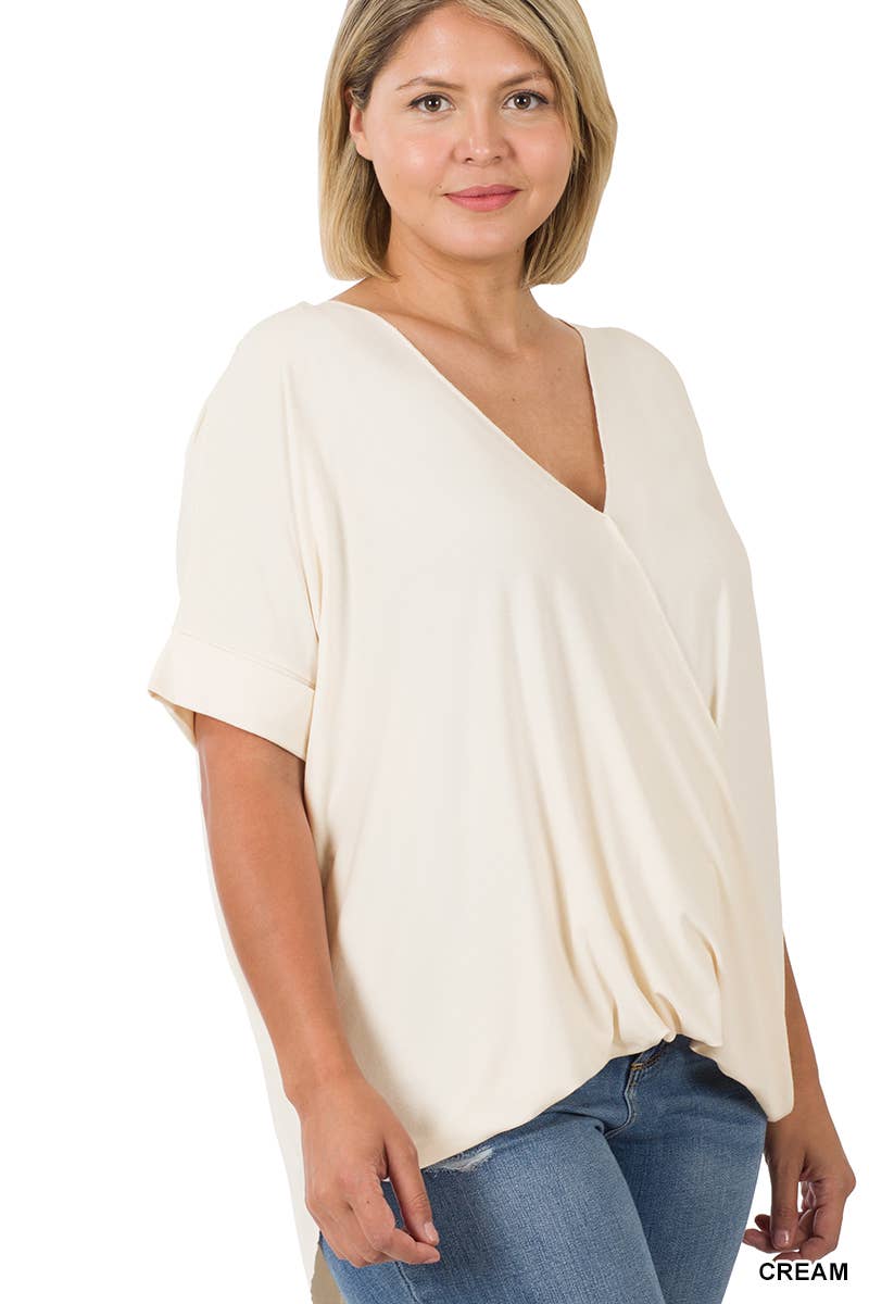 Crepe Layered Look Draped Front Top