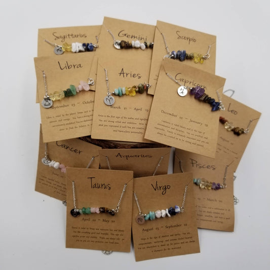 Natural Stone Handwoven Constellation Necklace with Card