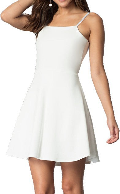 JUNIORS TIE BACK FLARE DRESS