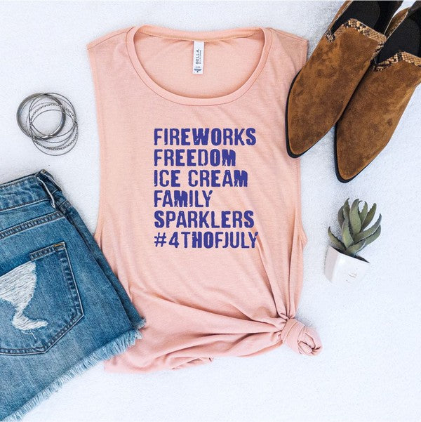 Fireworks Freedom Ice Cream Muscle Tank