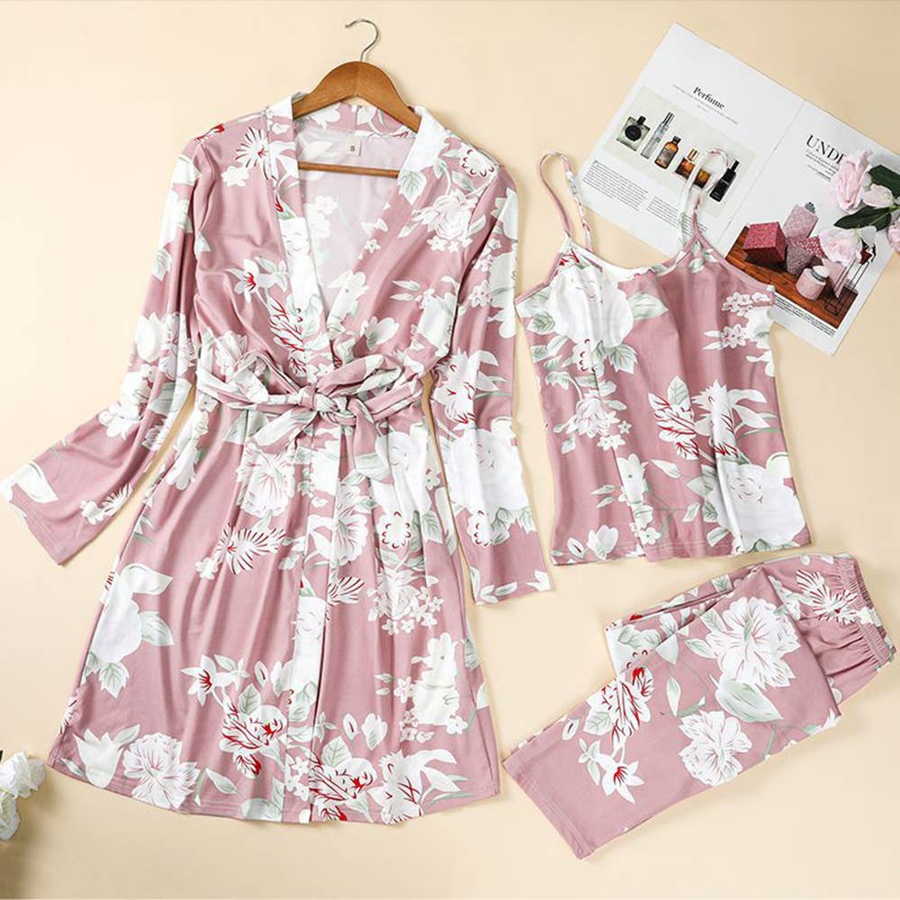 Slippers,Sleepwear and Pants Pajama Set