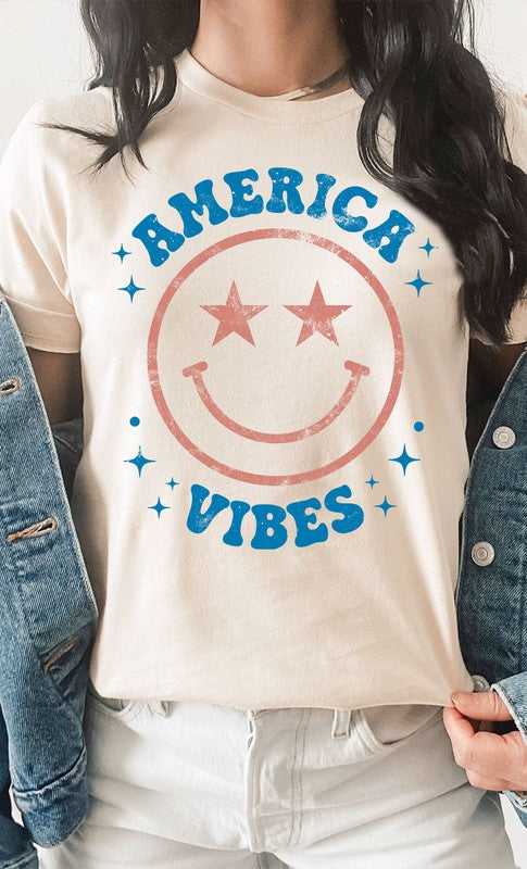 Vintage America Vibes Smiley Graphic Tee