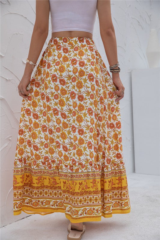 Womens Print Maxi Skirt