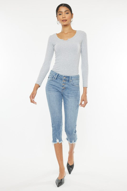 Kan Can - Mid Rise Capri Jean Pants