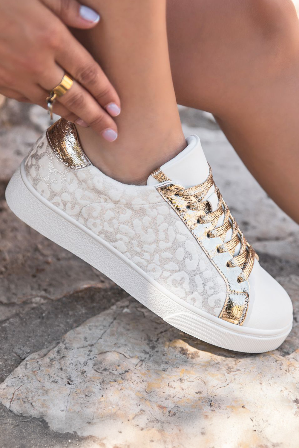 leopard Print Glitter Patched Shoes