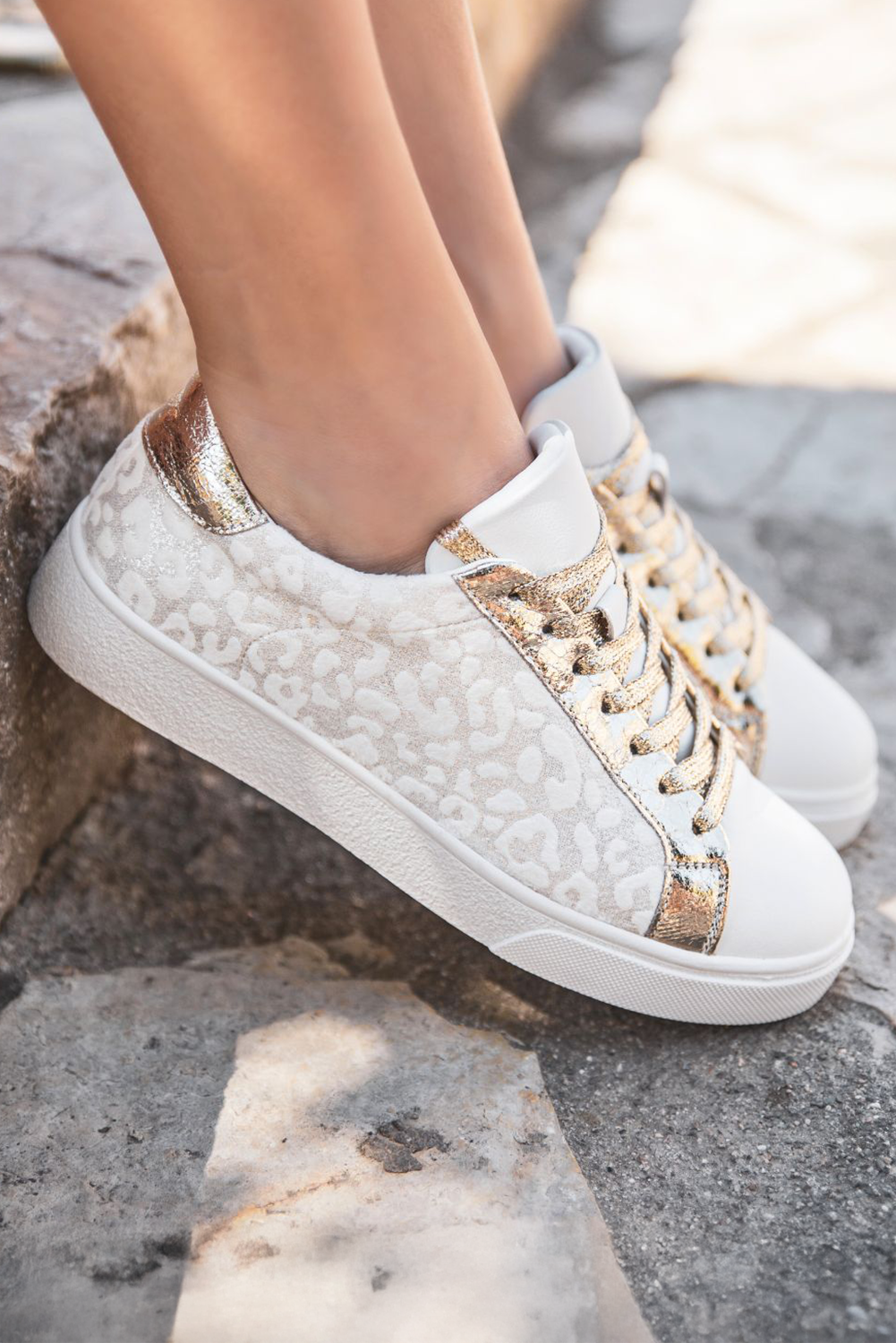 leopard Print Glitter Patched Shoes