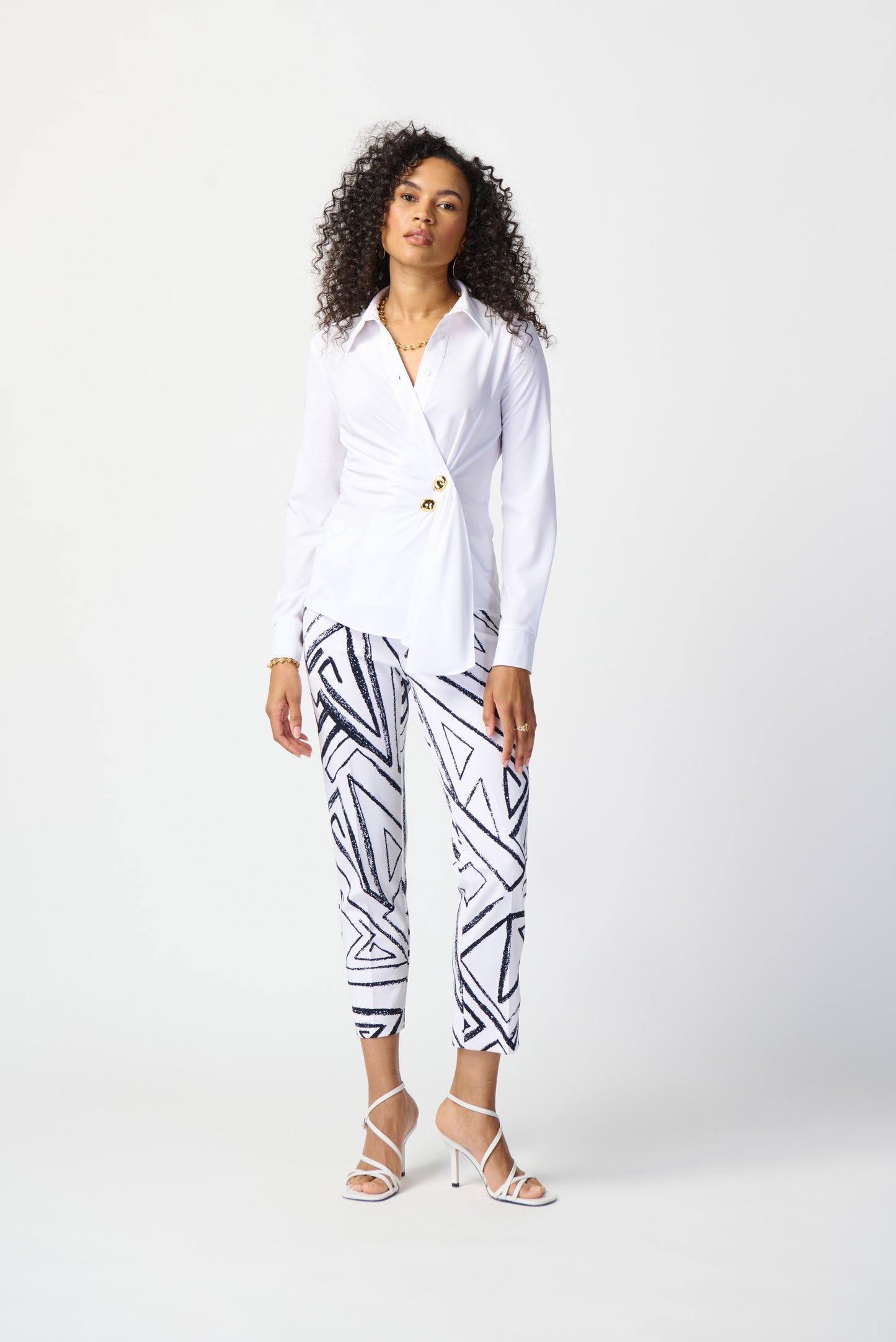 Geometric Print Silky Pull-On Pants