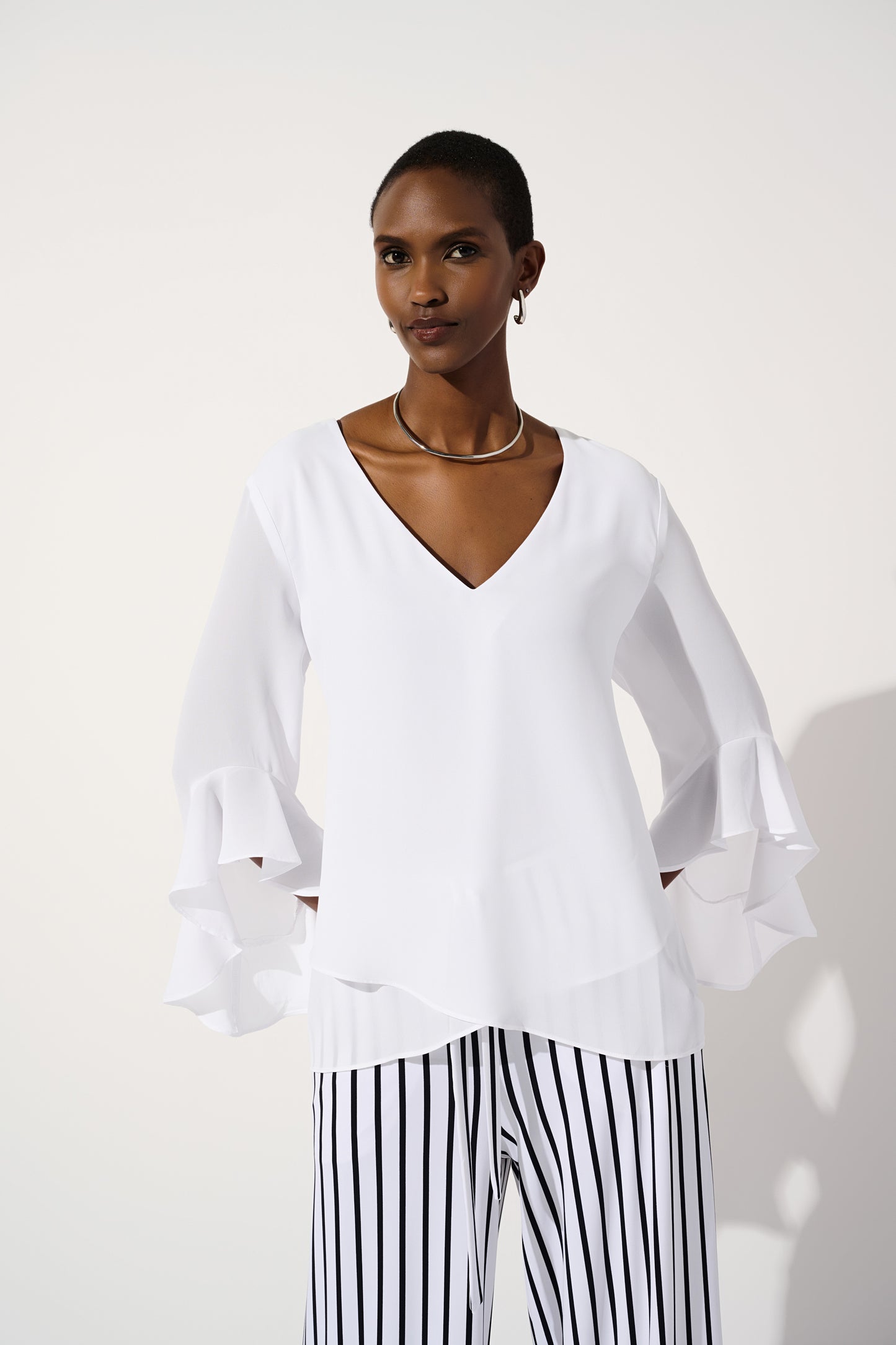 Georgette Top With Ruffled Sleeves