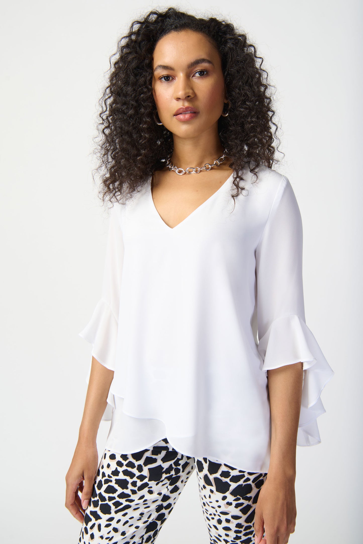 Georgette Top With Ruffled Sleeves