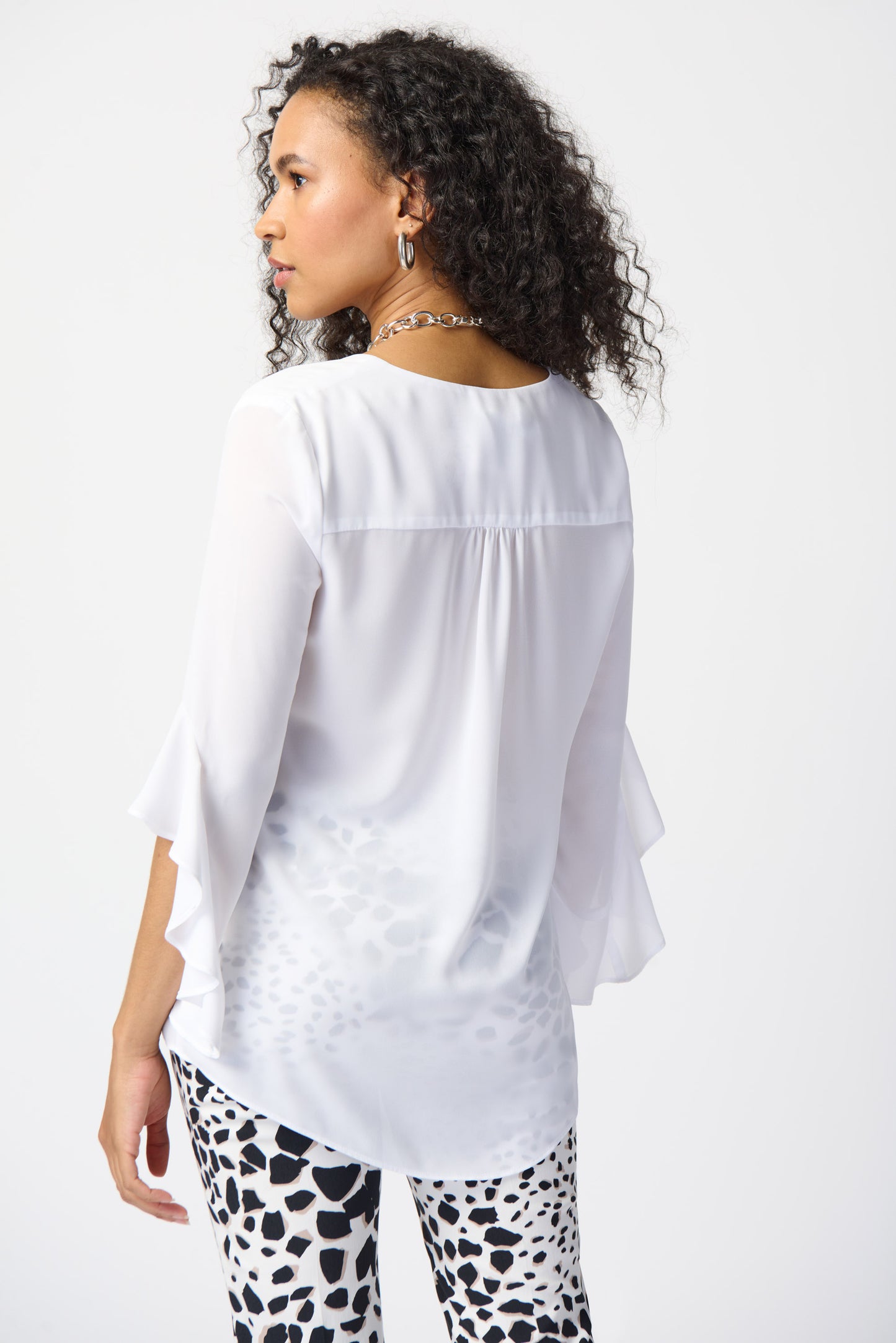 Georgette Top With Ruffled Sleeves