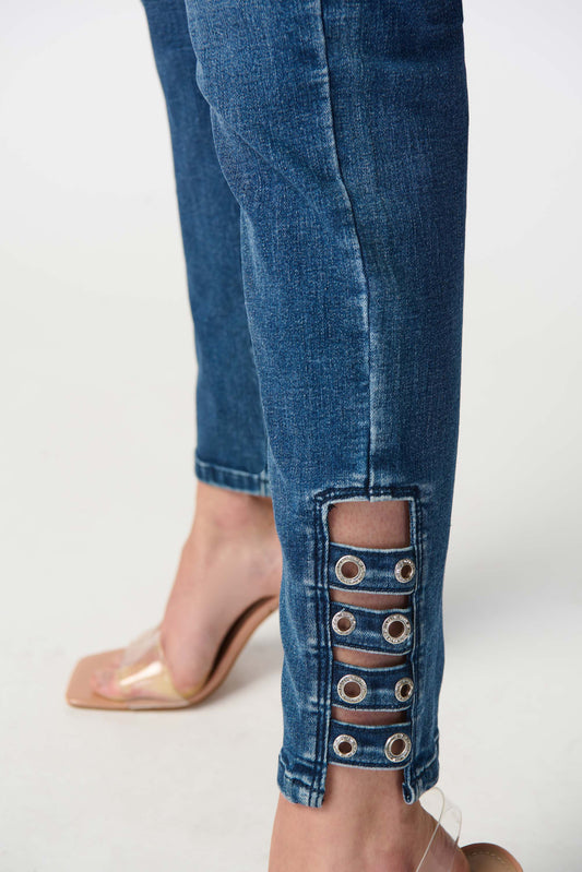 Classic Slim Jeans with Embellished Hem