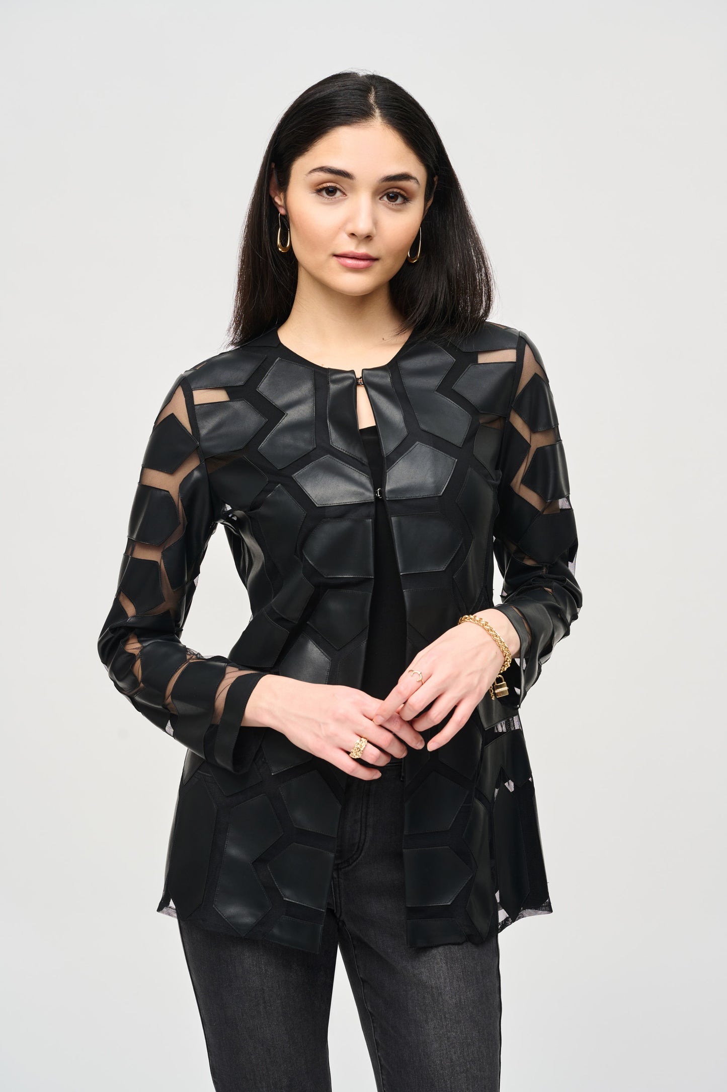 Black laser-cut mesh jacket