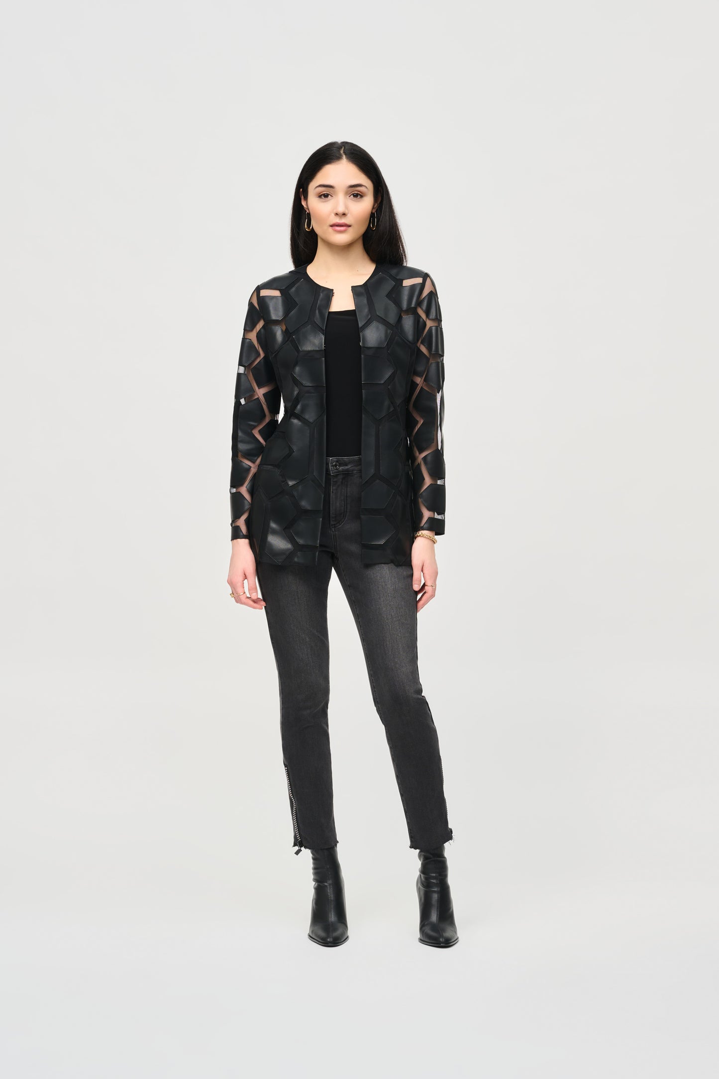 Black laser-cut mesh jacket