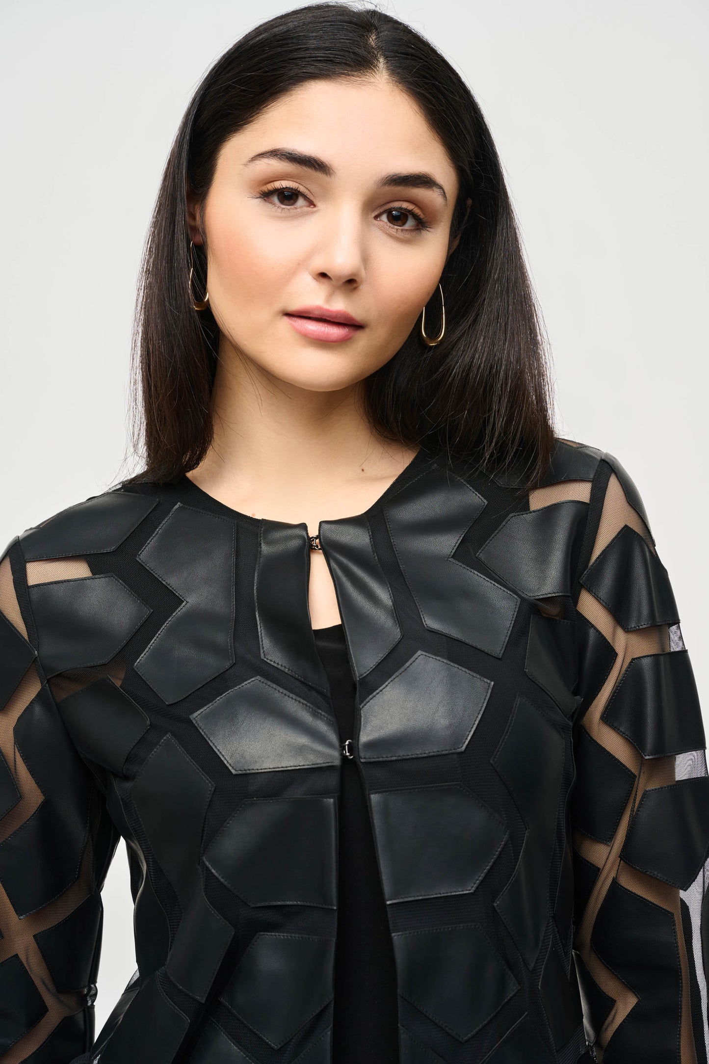 Black laser-cut mesh jacket