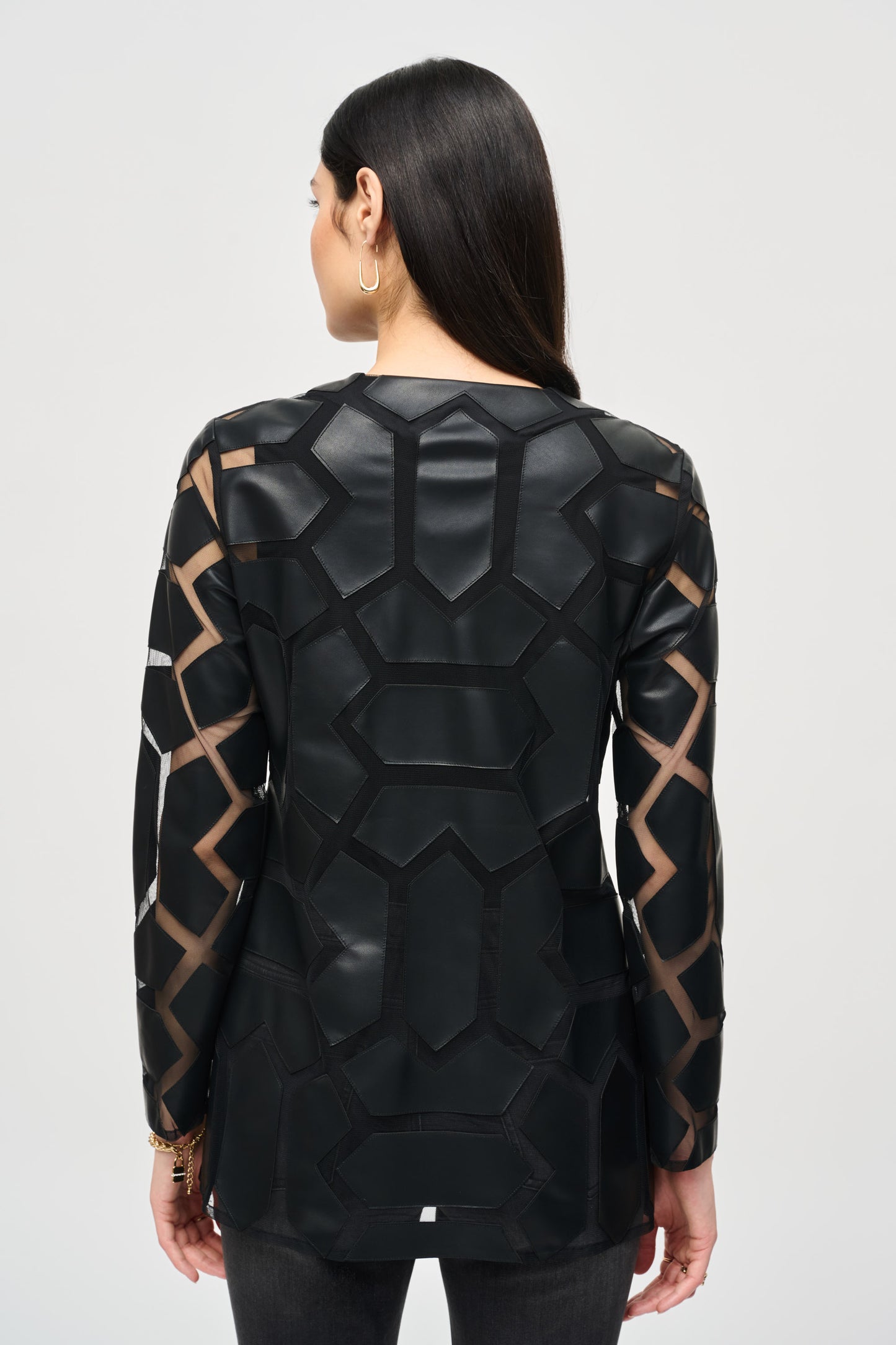 Black laser-cut mesh jacket