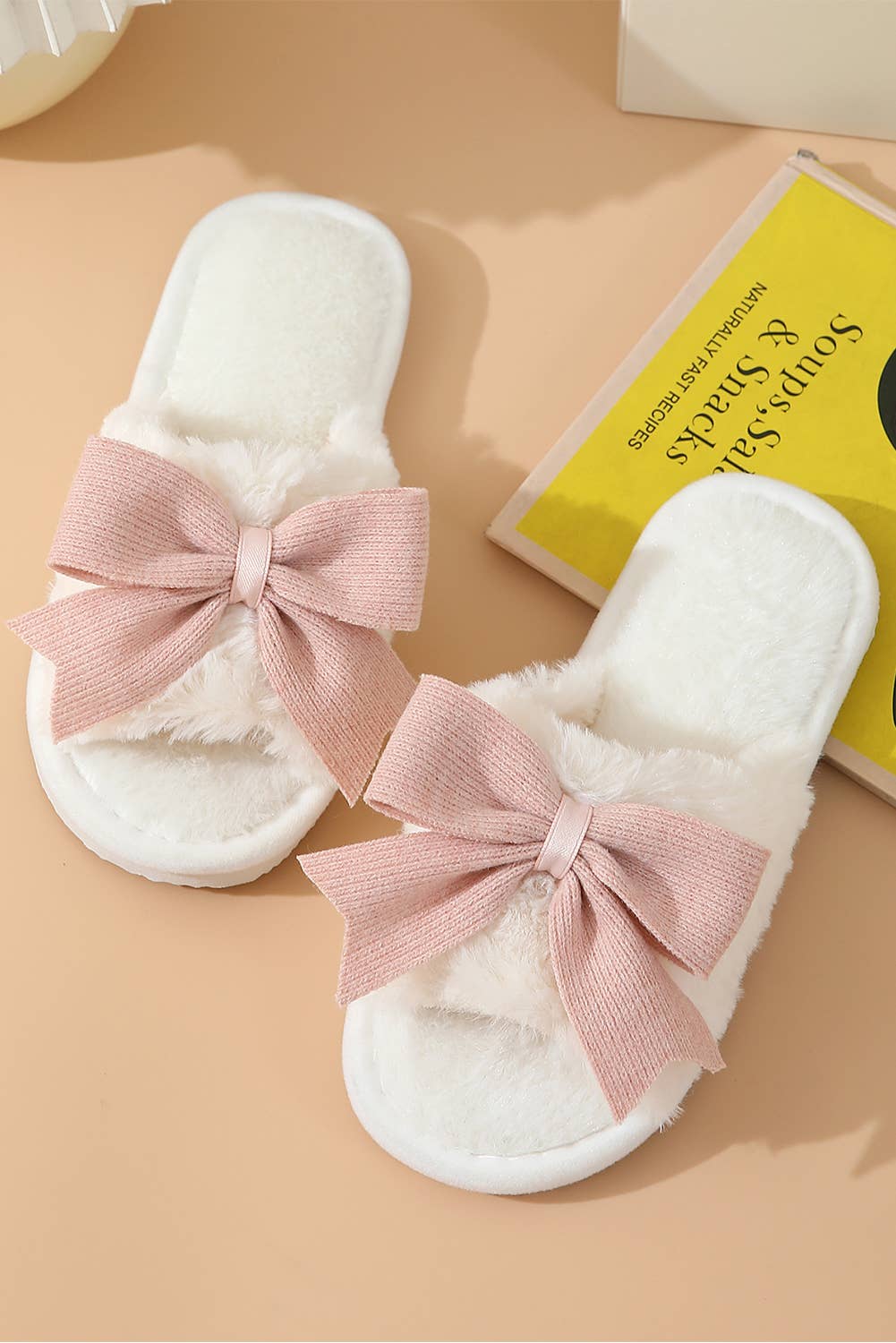 Bow Knot Plush Slippers