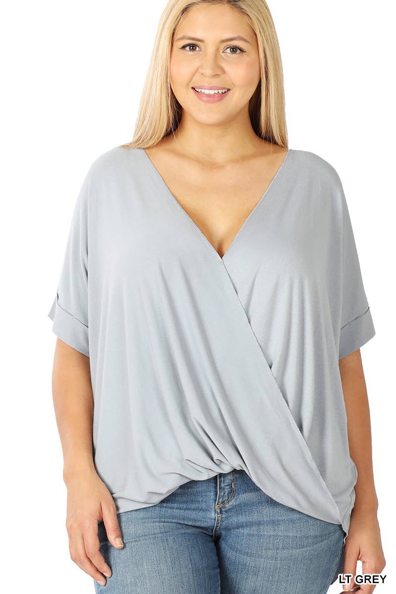 Crepe Layered Look Draped Front Top