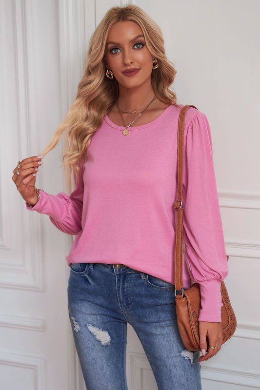 Round Neck Puff Sleeve T-Shirt