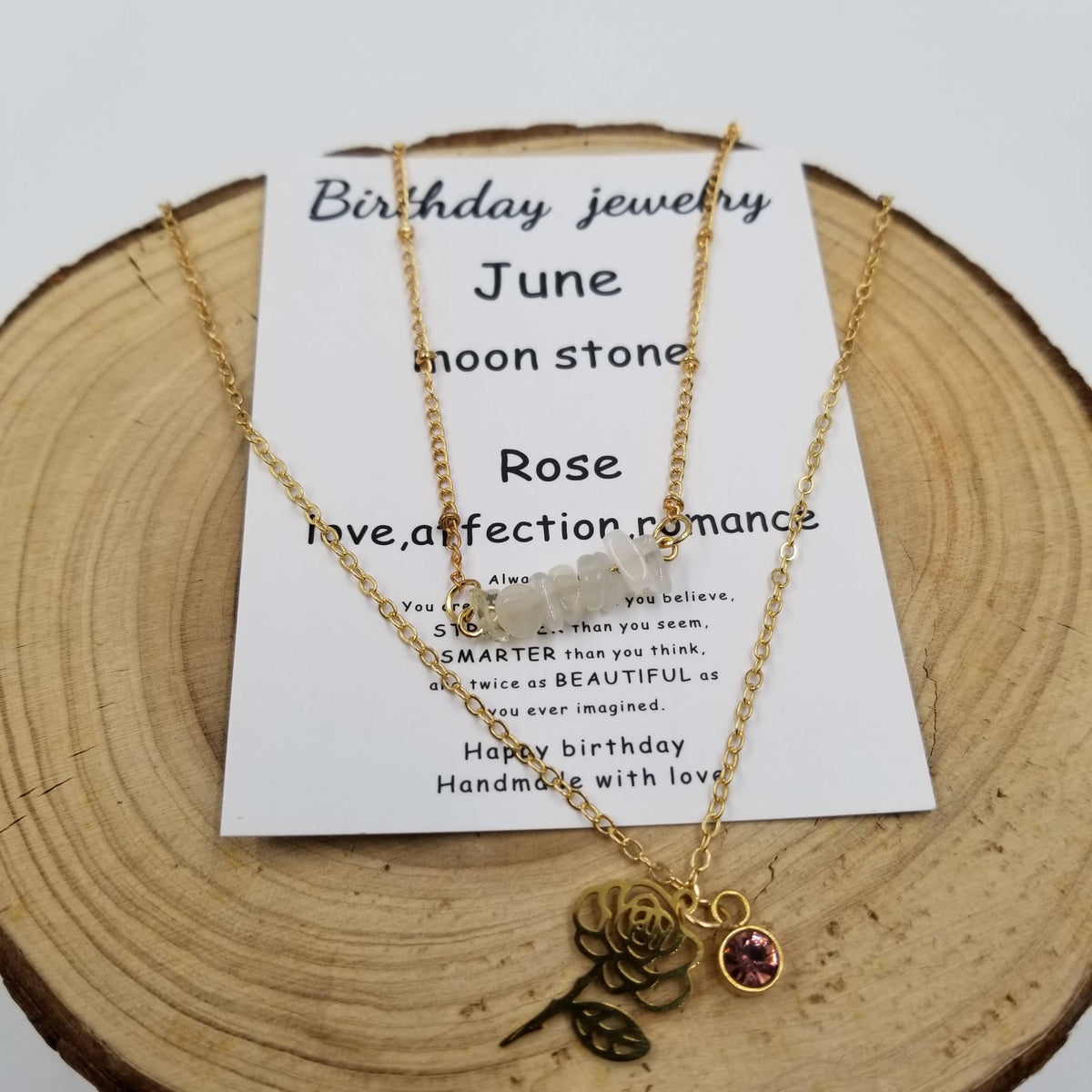 Jan - Dec Birthday Double layered Natural Stone Necklace