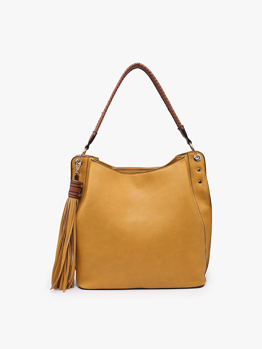 M1861 Amber Three Compartment Tassel Hobo Bag