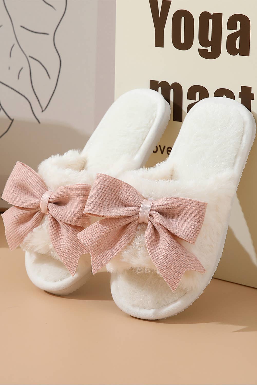 Bow Knot Plush Slippers