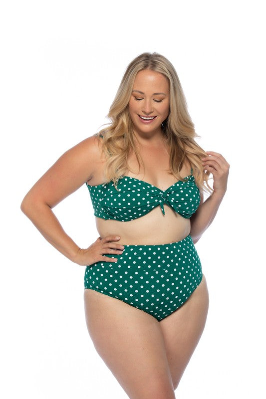 GREEN POLKA DOT HIGH WAIST BIKINI SET