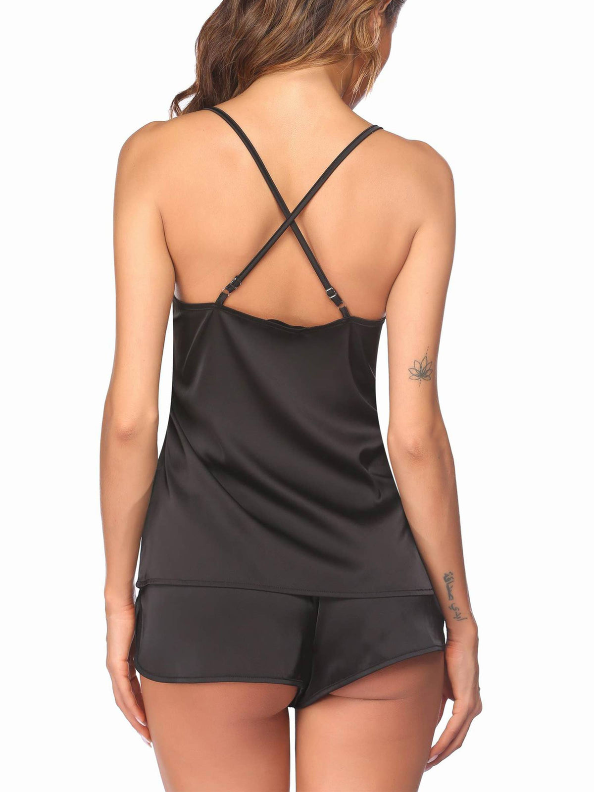 Strap Top Lace Shorts Pajama Set
