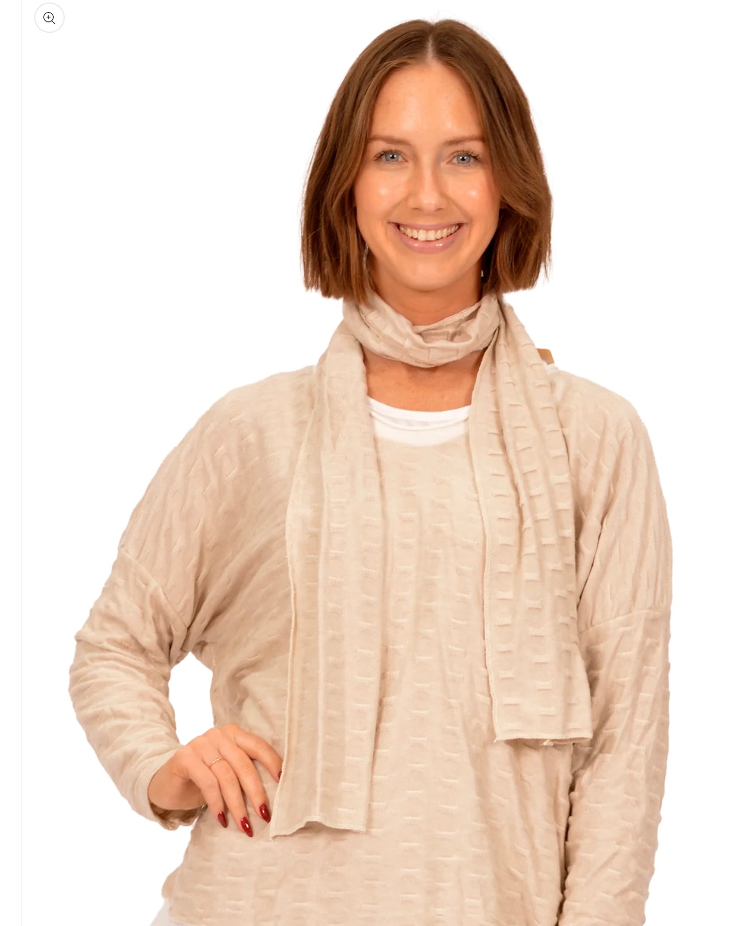 Catherine Lilywhite’s Textured Sweater w/ Scarf