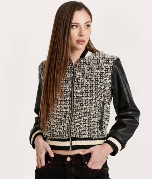 Janel Mix Media Bomber Jacket