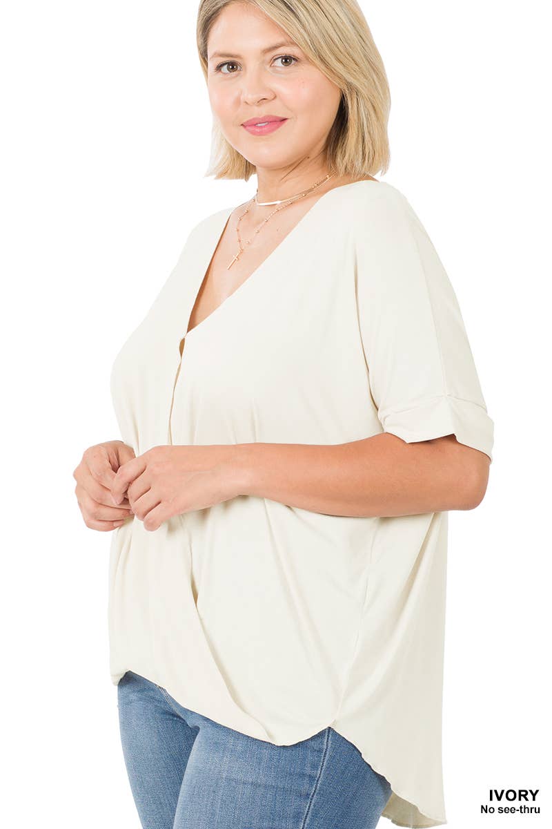 Crepe Layered Look Draped Front Top