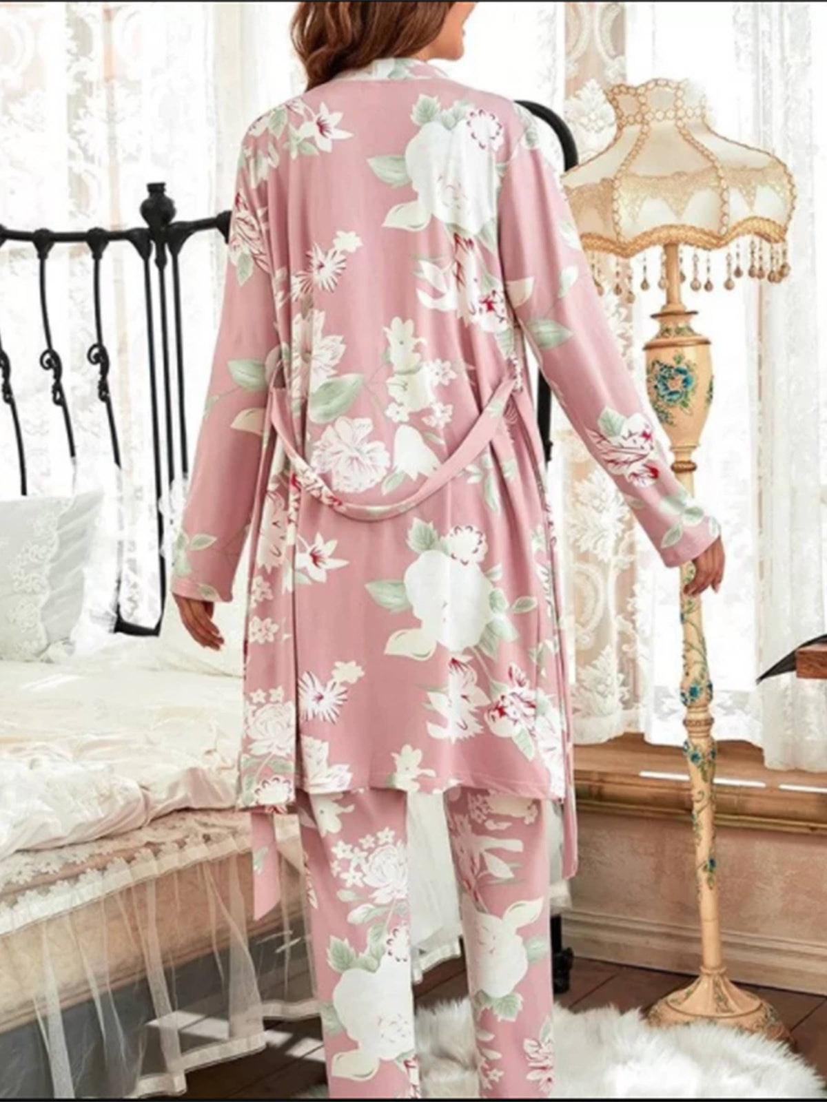 Slippers,Sleepwear and Pants Pajama Set