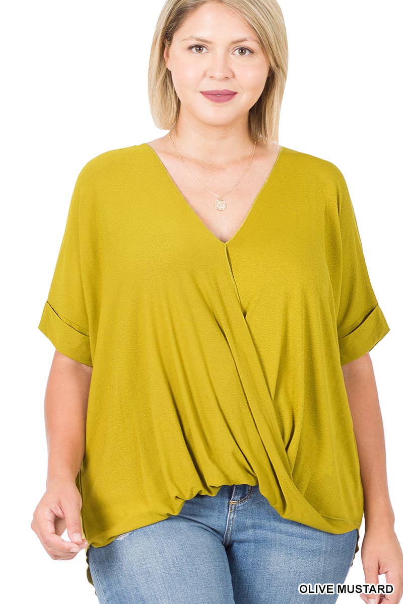 Crepe Layered Look Draped Front Top