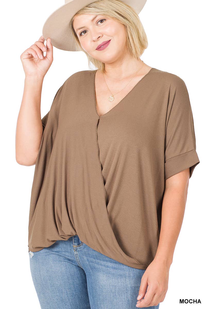 Crepe Layered Look Draped Front Top