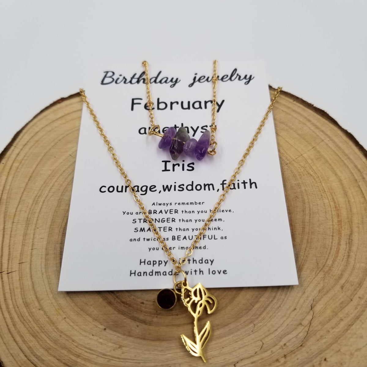 Jan - Dec Birthday Double layered Natural Stone Necklace