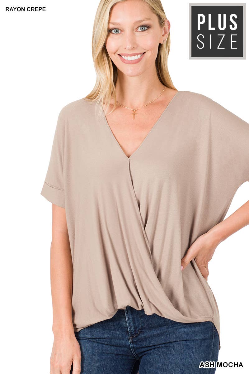 Crepe Layered Look Draped Front Top