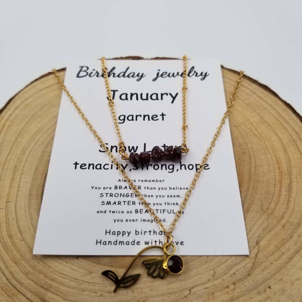 Jan - Dec Birthday Double layered Natural Stone Necklace