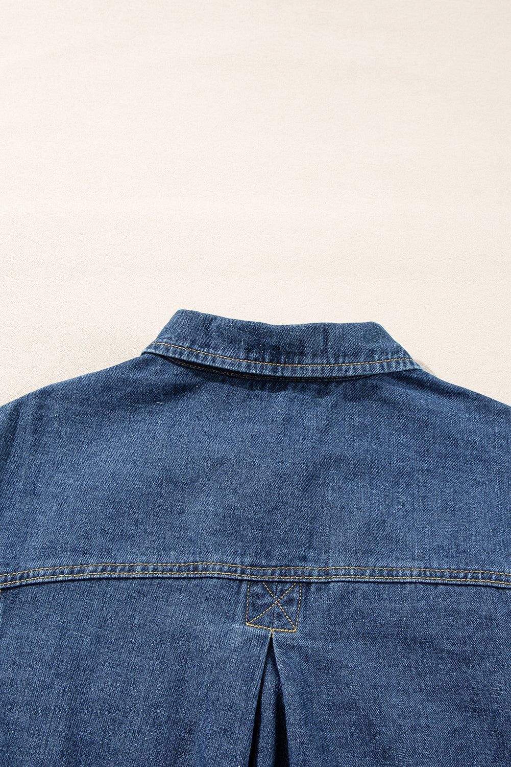 Blue Stripe Washed Oversize Pocketed Denim Jacket