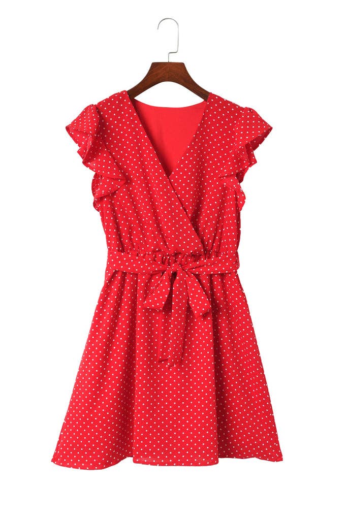 Polka Dot Ruffle Sleeve Dress