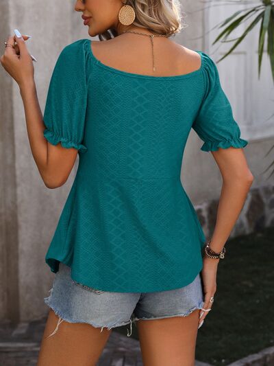 V-Neck Flounce Sleeve Blouse